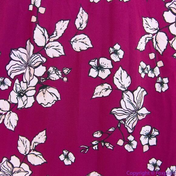 eShakti Twofer Burgundy Floral True Wrap Dress, 14W - Picture 14 of 16